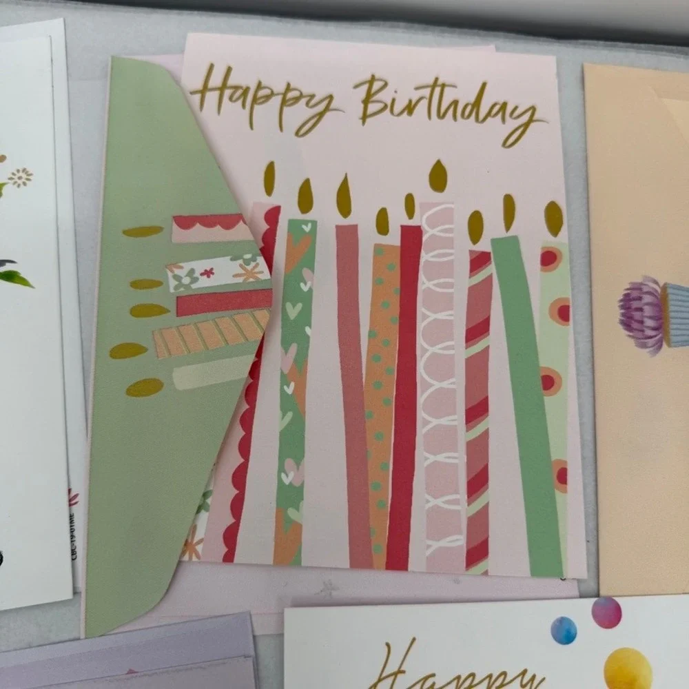 Birthday Greeting Card Mixed LOT of 8 Assortment Colorful Stationery Ephemera